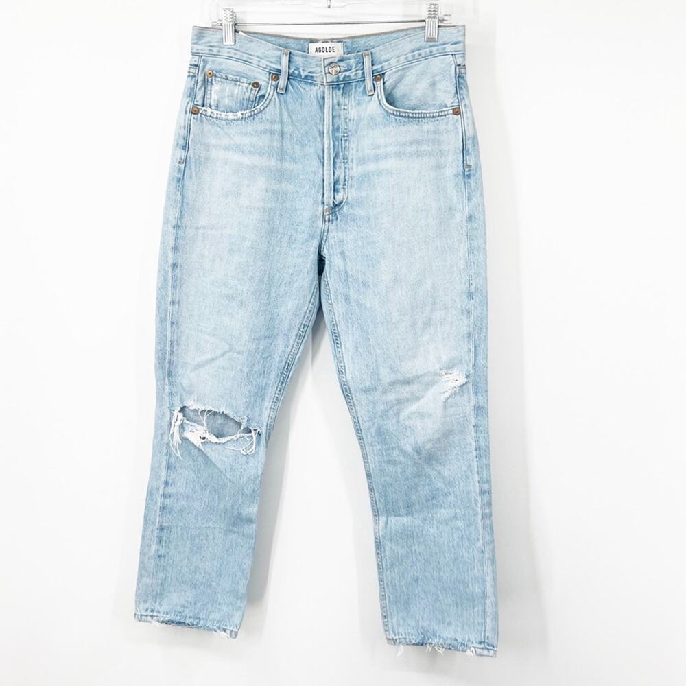 AGOLDE Riley High Rise Straight Crop Jeans Button Fly - Picture 2 of 9
